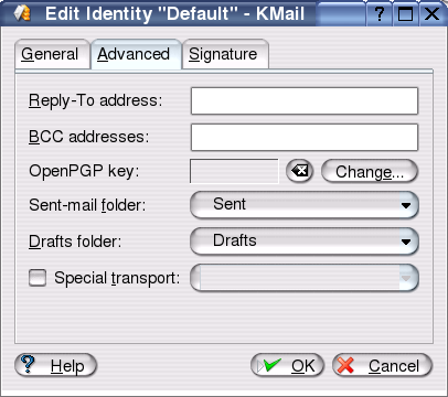 Edit Identity dialog box