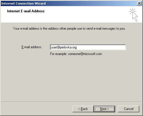 e-mail address input dialog