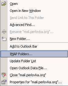 Folders menu