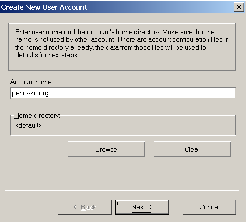 Account Creation Dialog